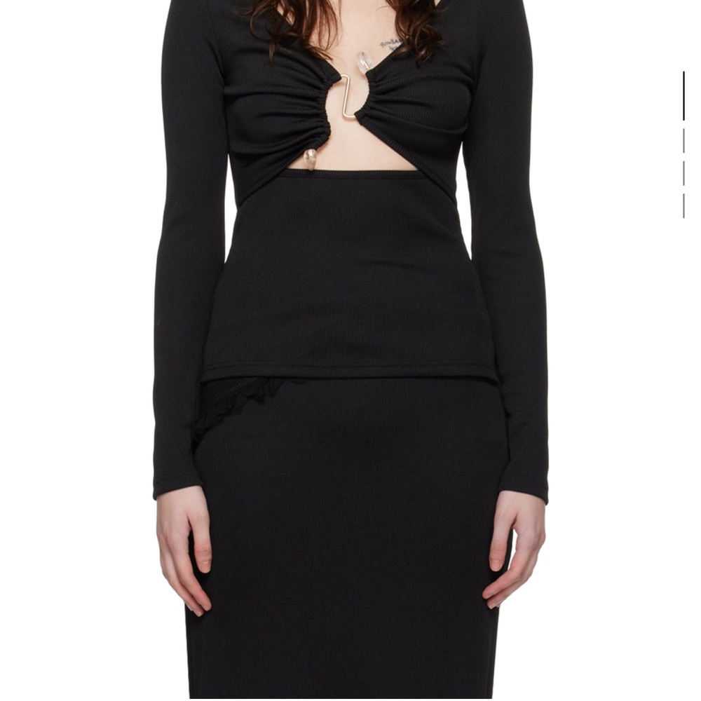 Christopher Esber Black Gathered Detail Top & Skirt set.